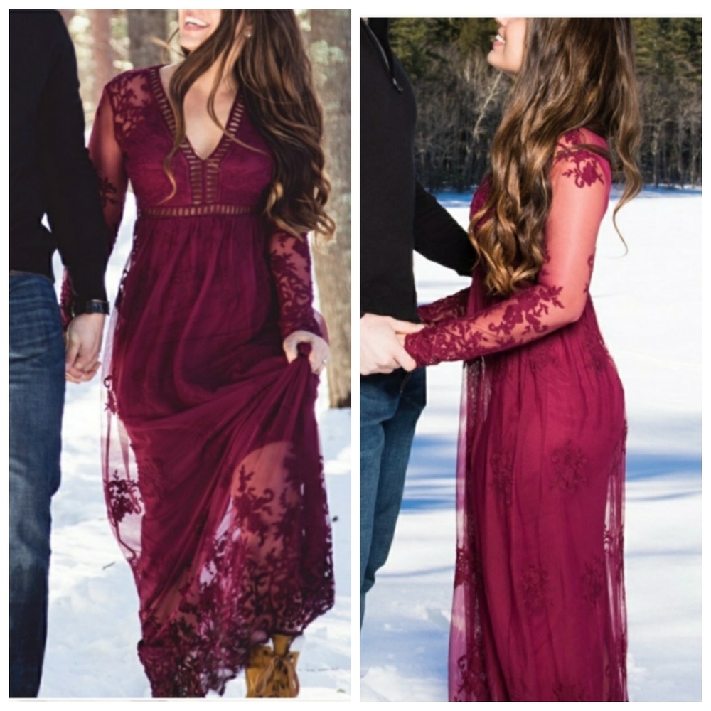 BNWT Maxi Lace Embroidery Dress - Picture 2 of 12